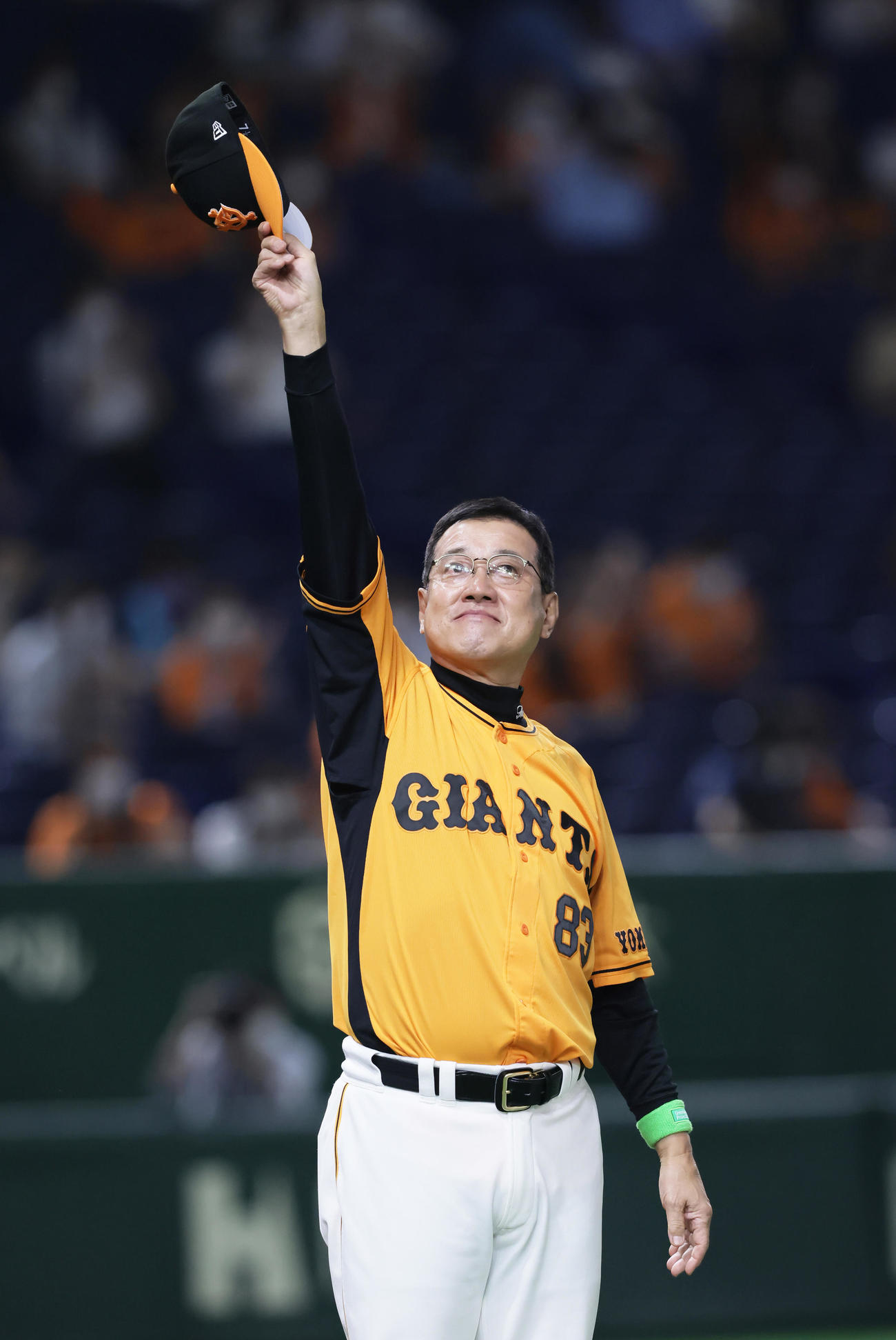 巨人対中日　七夕の夜に勝利し笑顔を見せる巨人原監督（撮影・足立雅史）