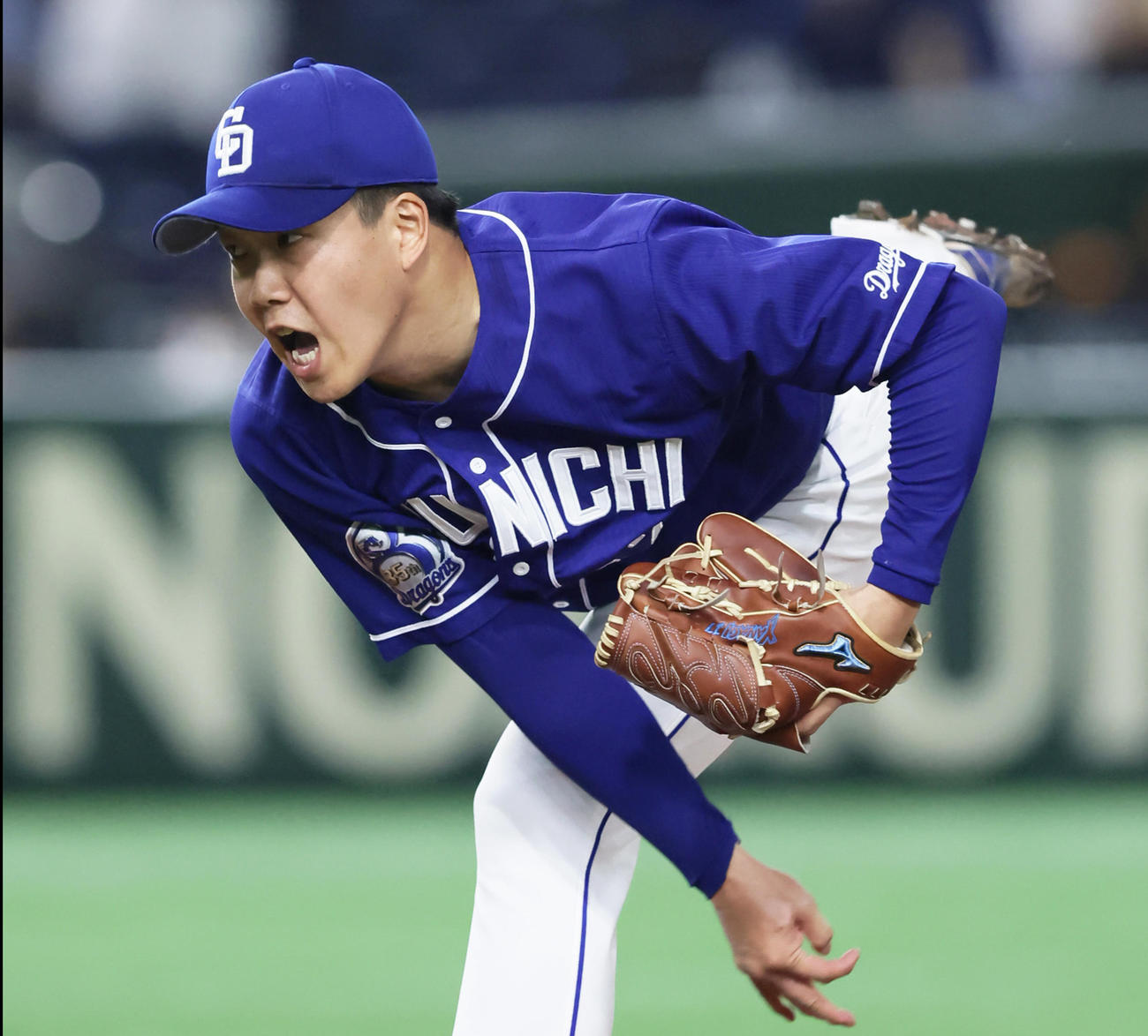 巨人対中日　中日先発の柳（撮影・足立雅史）