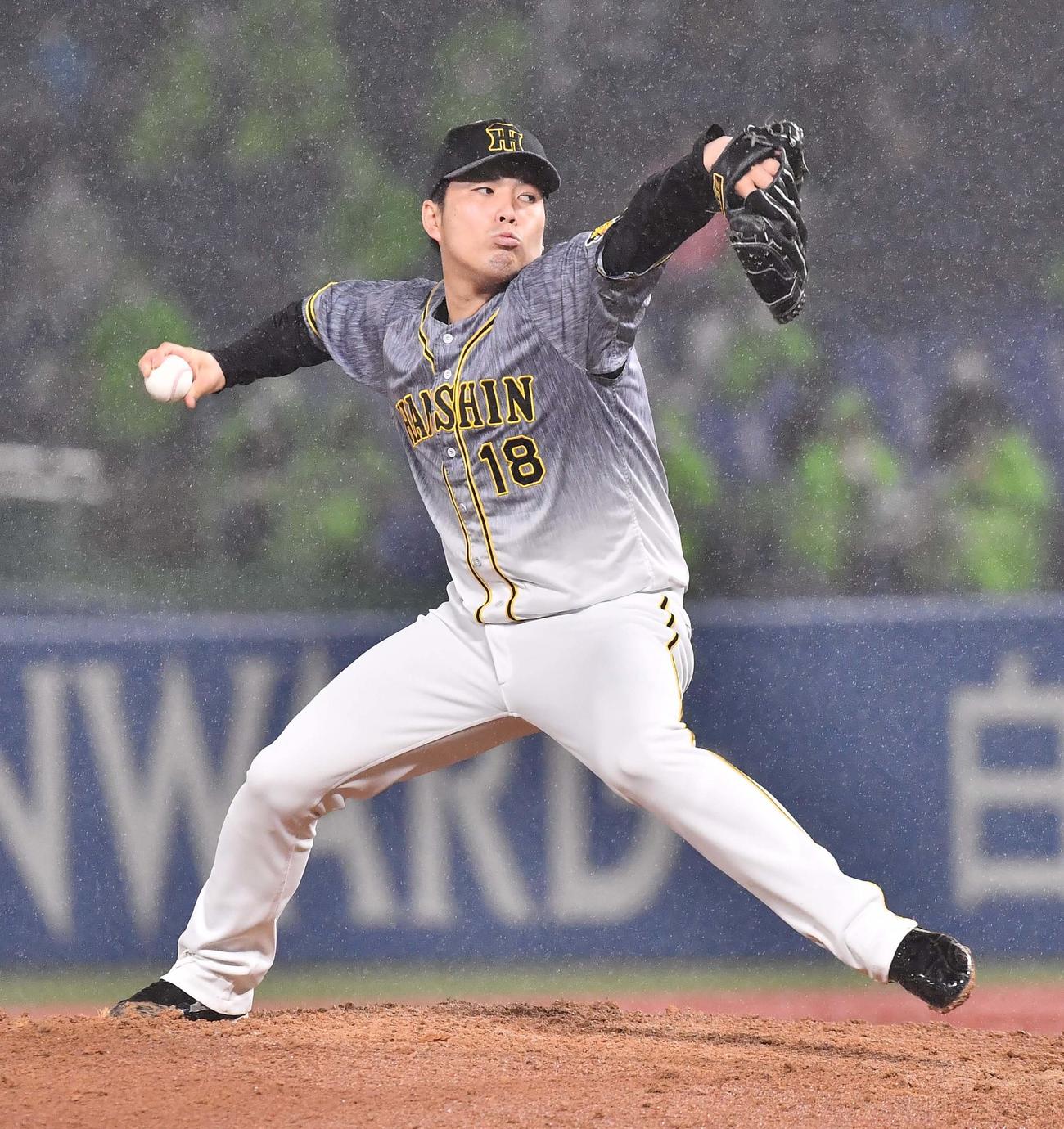 ヤクルト対阪神　3勝目を挙げた馬場（撮影・上田博志）