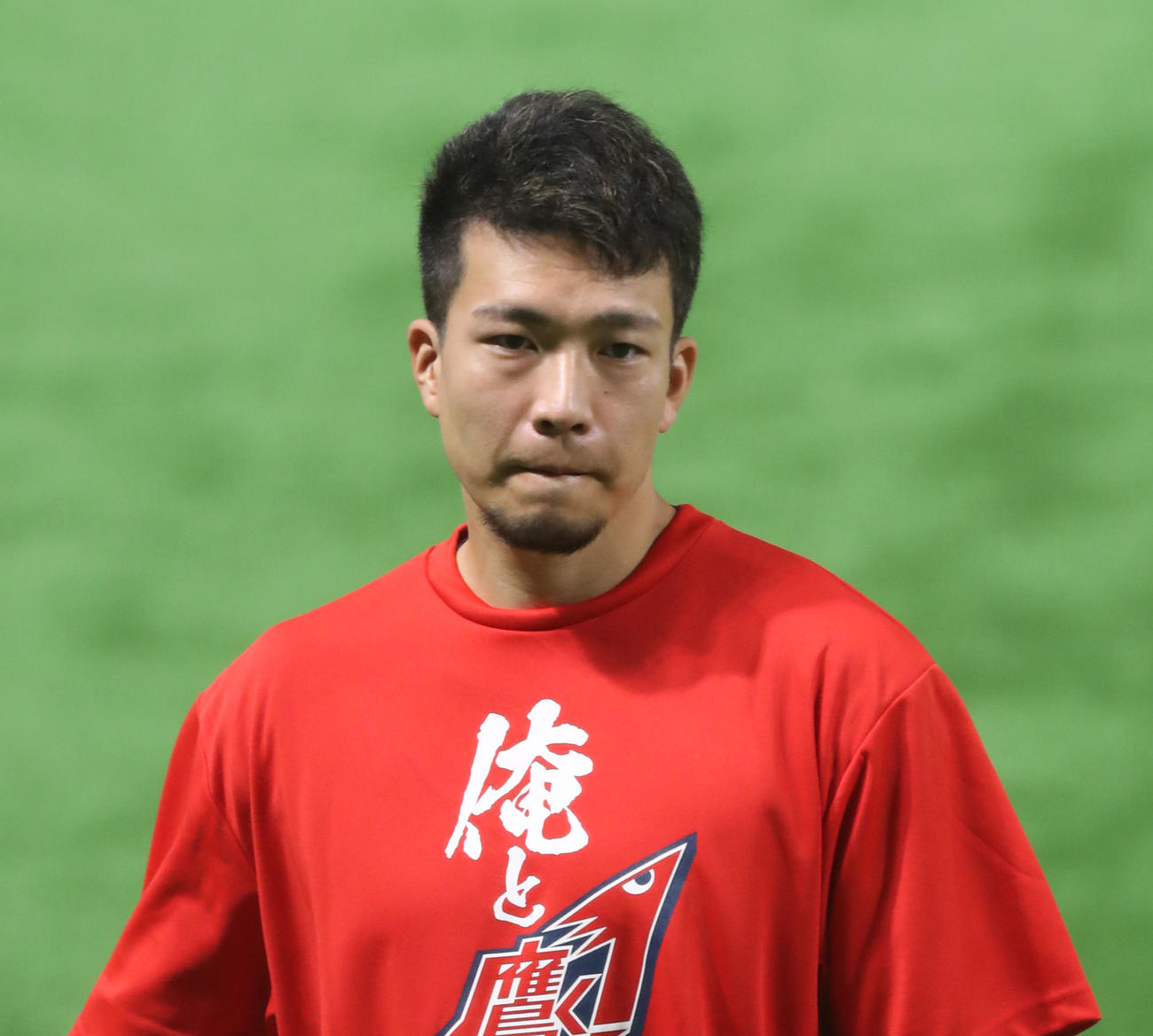 ソフトバンク対オリックス　アップをする千賀（撮影・屋方直哉）