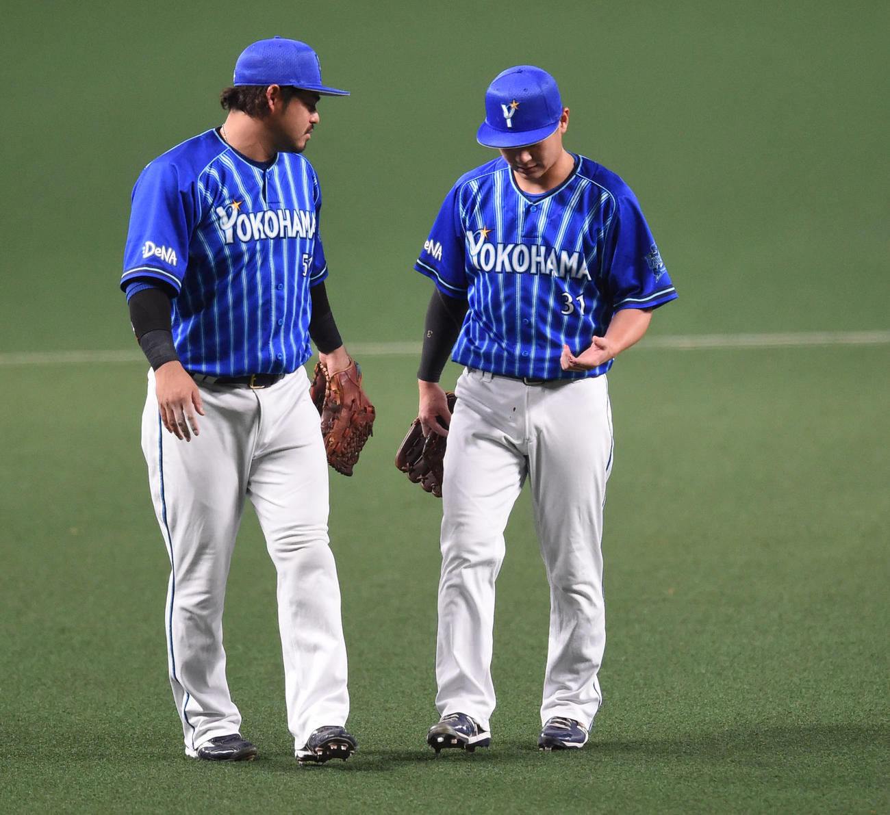 1回裏中日無死一塁、指を負傷した柴田（2021年7月9日撮影）