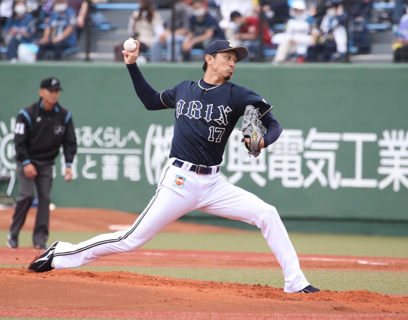 日本ハム対オリックス　オリックス先発の増井（撮影・黒川智章）