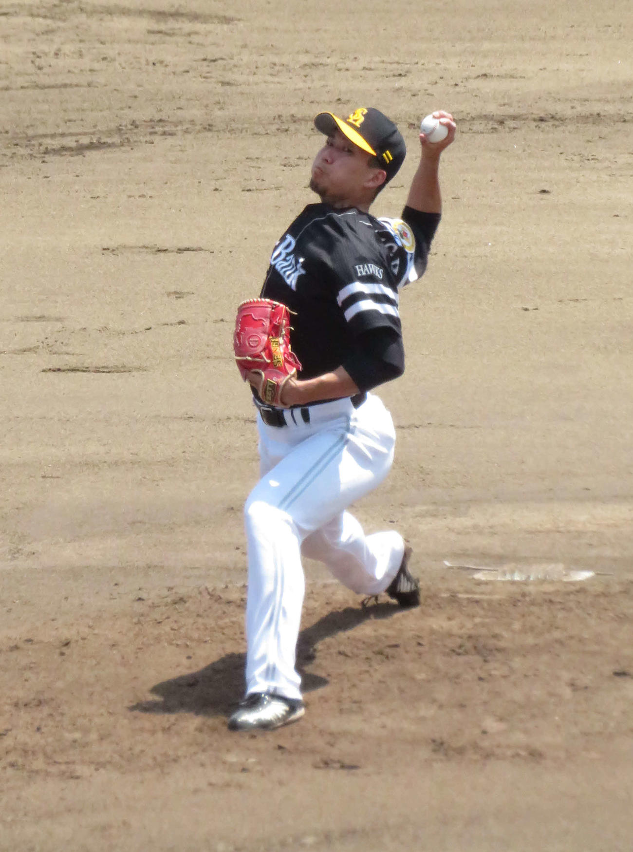 2軍中日戦に先発し、6回1失点のソフトバンク千賀（撮影・山本大地）