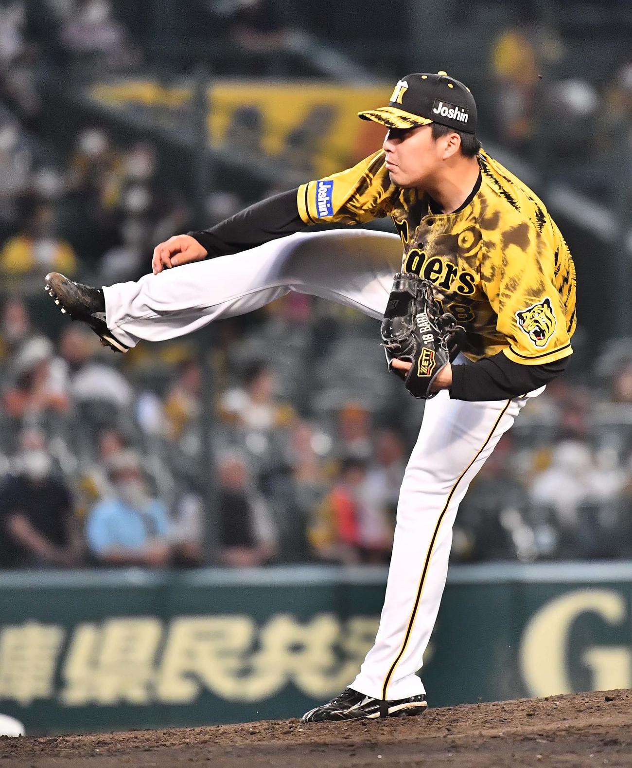 阪神対DeNA　阪神3番手の馬場（撮影・上田博志）