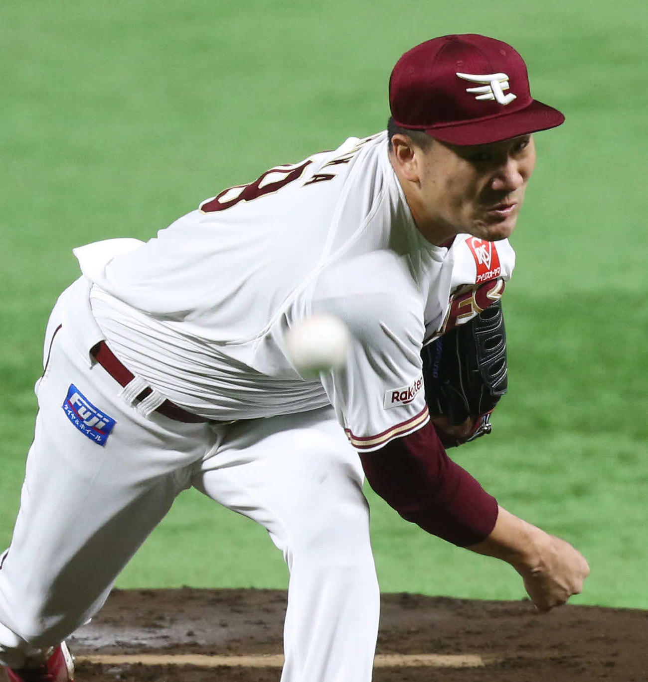 ソフトバンク対楽天　楽天先発の田中将（撮影・屋方直哉）