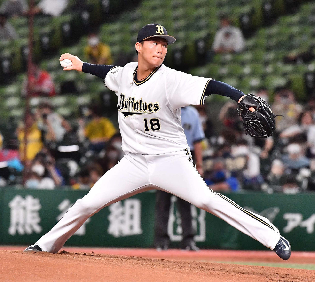 「マイナビオールスターゲーム2021」第1戦　全パ対全セ　全パ先発の山本（撮影・上田博志）