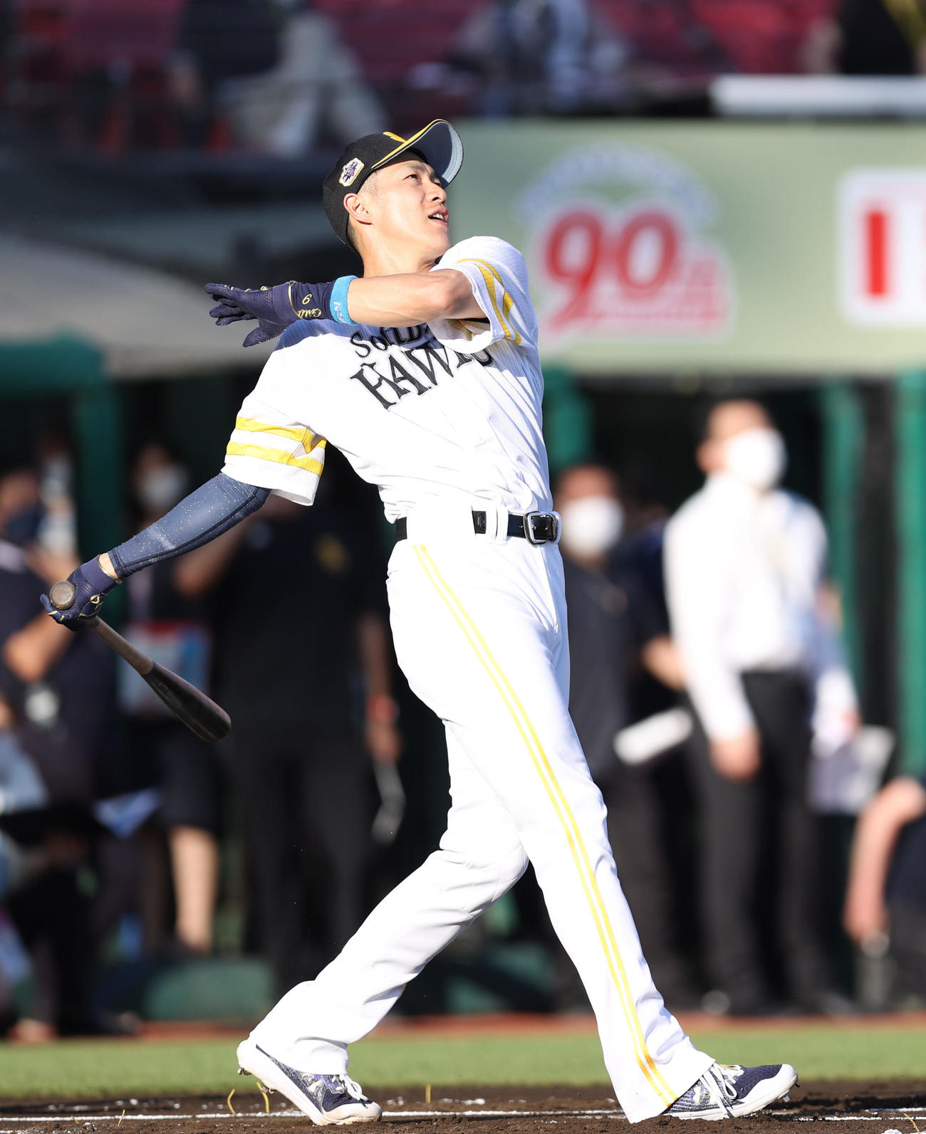 全パ対全セ　ホームランダービーで快音を鳴らす柳田（撮影・狩俣裕三）