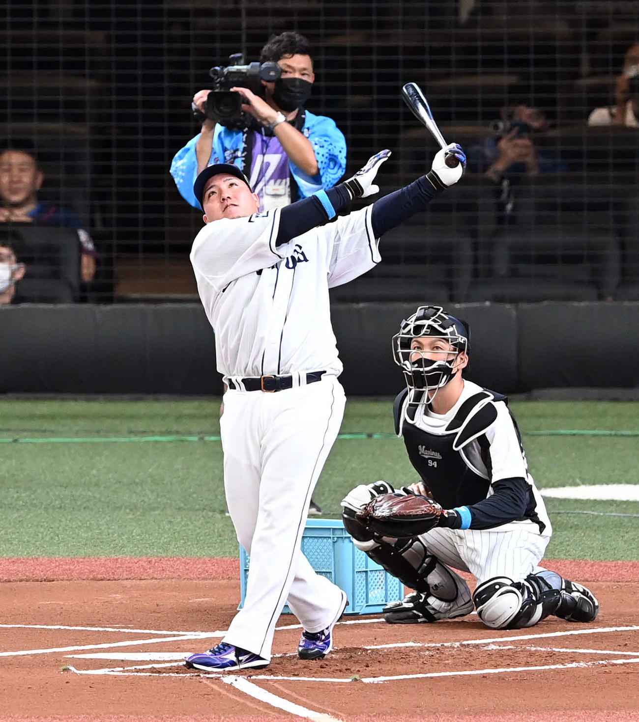 全パ対全セ　ホームランダービーで決勝進出を決めた山川（撮影・たえ見朱実）