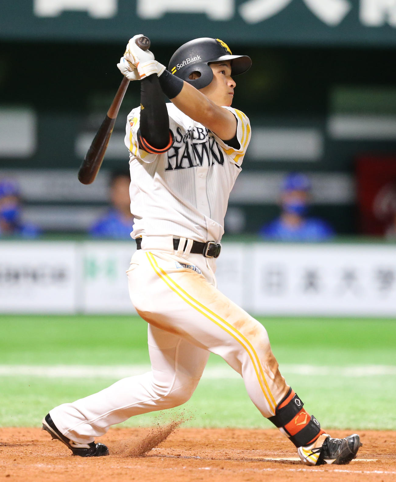 ソフトバンク対DeNA 8回裏ソフトバンク2死、谷川原は右越えの本塁打を放つ（撮影・屋方直哉）