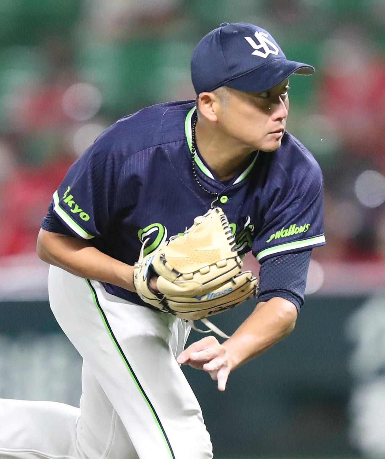ソフトバンク対ヤクルト　先発・石川雅規（撮影・梅根麻紀）