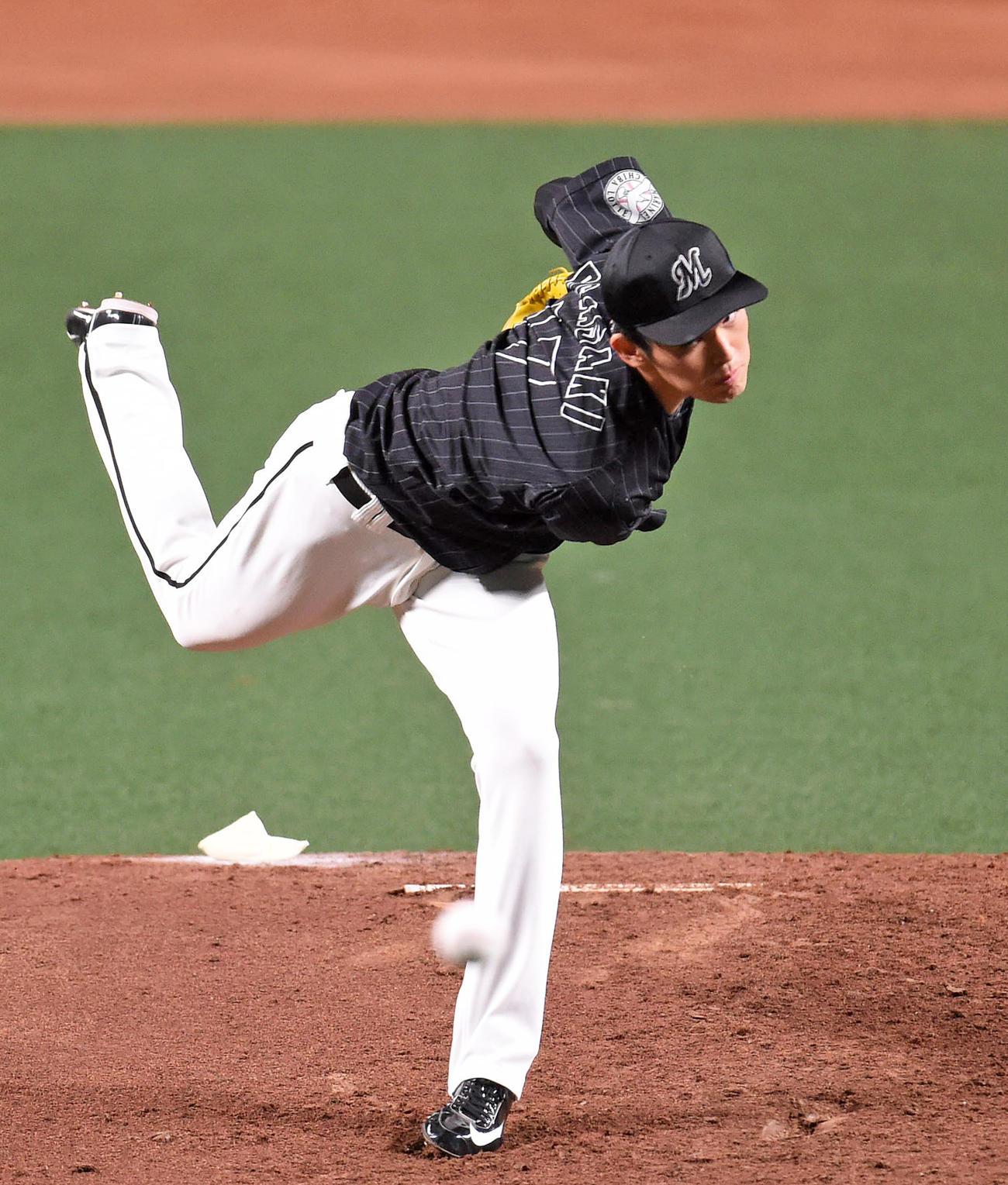 最速158キロをマークしたロッテ先発の佐々木朗希（撮影・森本幸一）