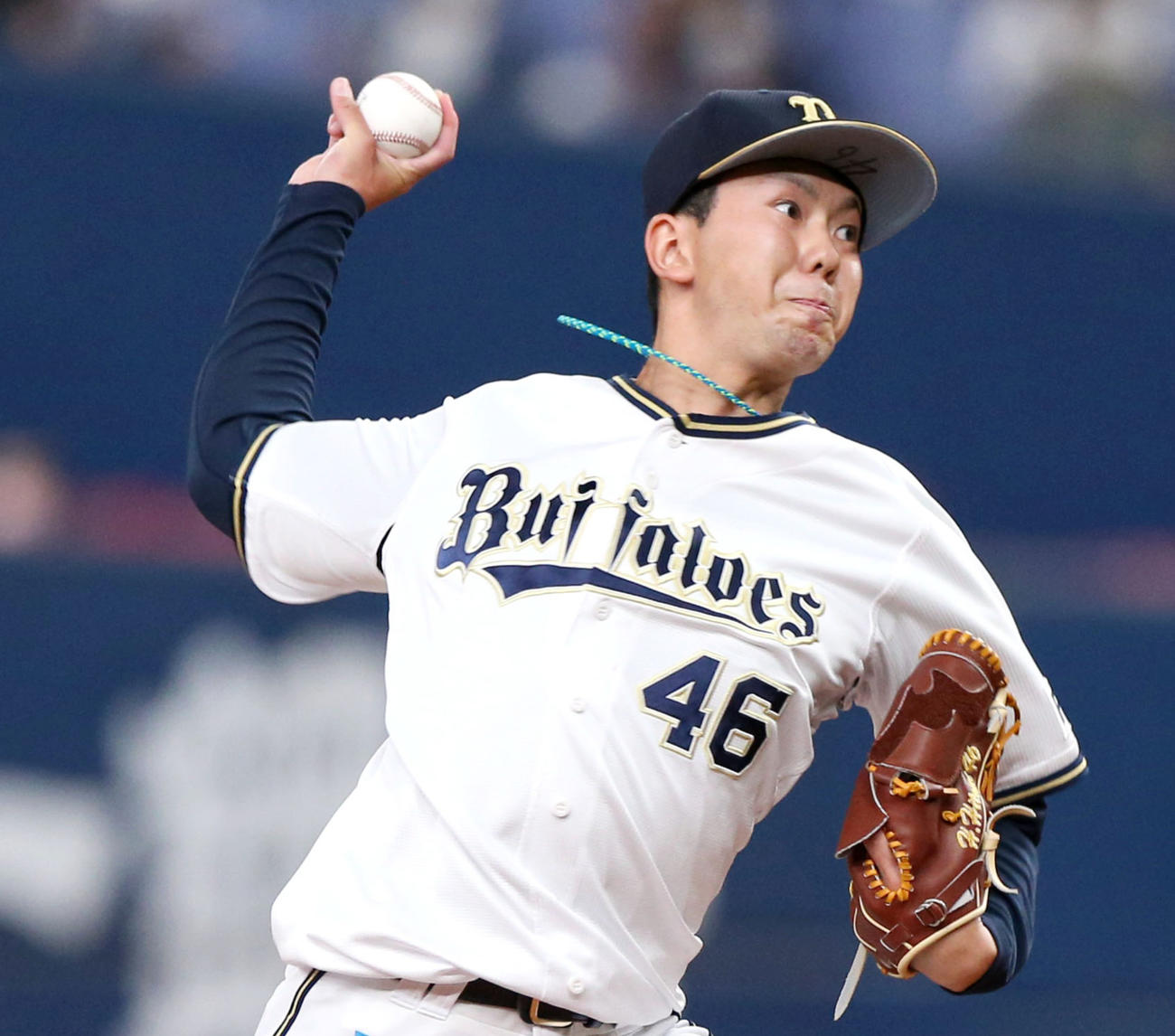 オリックス対阪神　4回、オリックス3番手で登板の本田（撮影・上山淳一）