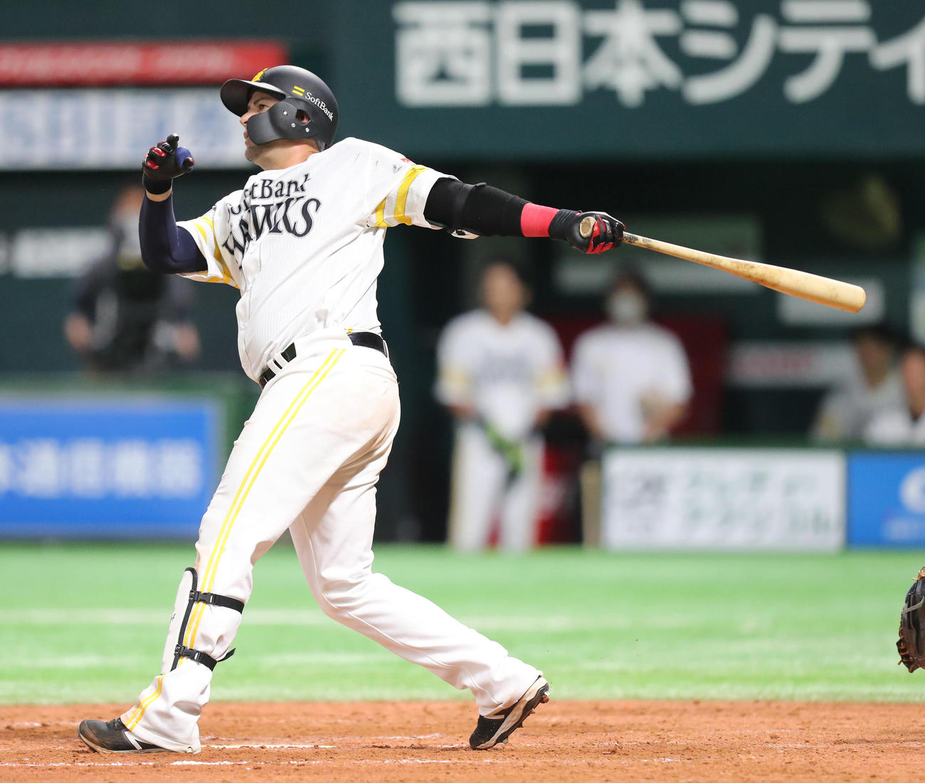 ソフトバンク対巨人　5回裏ソフトバンク1死、アルバレスは左越えに本塁打を放つ（撮影・梅根麻紀）