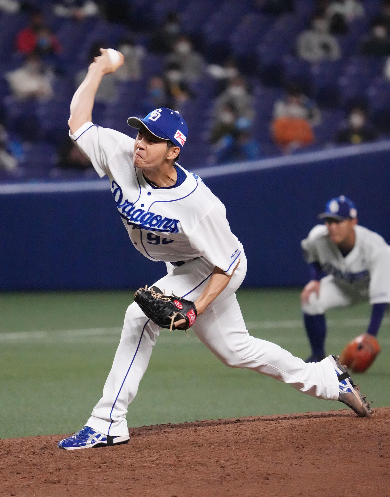 21年3月21日のオープン戦・中日対日本ハム　8回表、中日4番手で登板する木下雄介さん