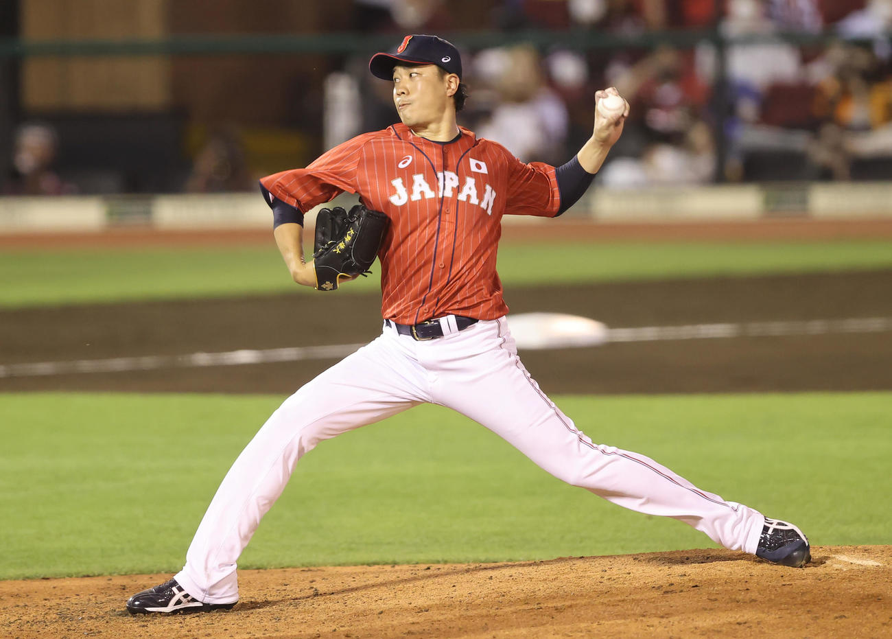 侍ジャパンで力投する大野雄大（2021年7月25日撮影）