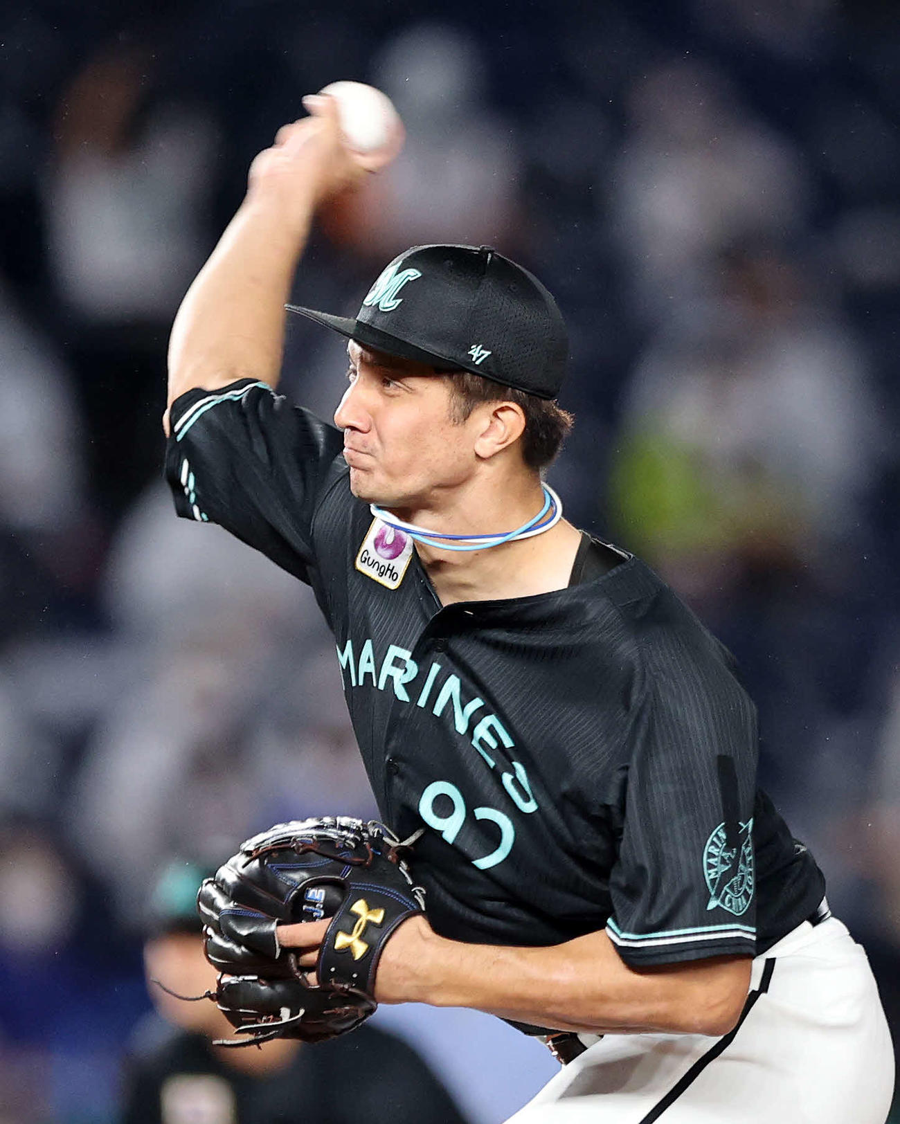 ロッテ対オリックス　力投するロッテ国吉（撮影・鈴木正人）