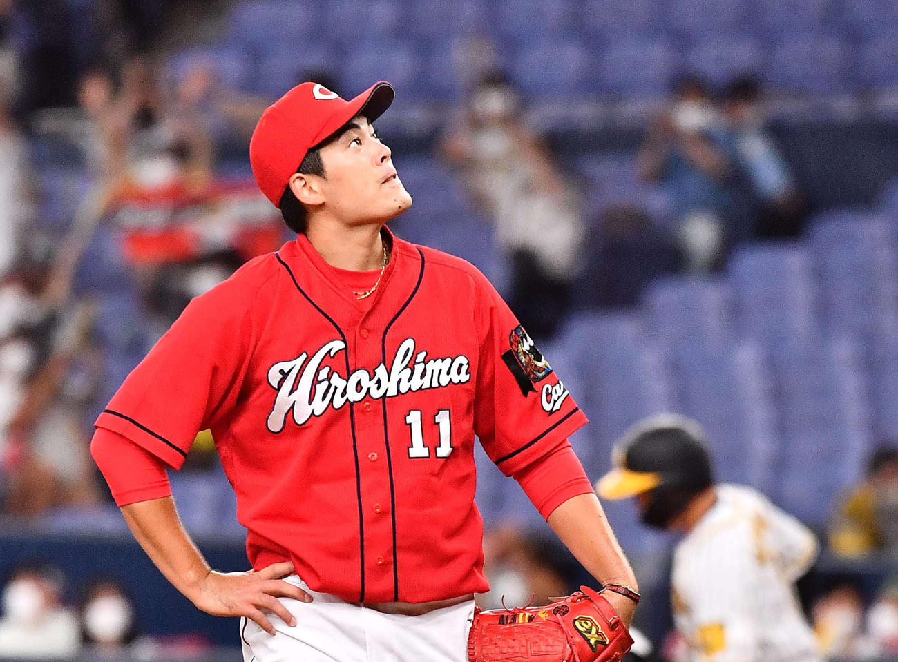 4回裏阪神2死、サンズに続き大山にも左越えソロ本塁打を浴びる九里（撮影・上田博志）