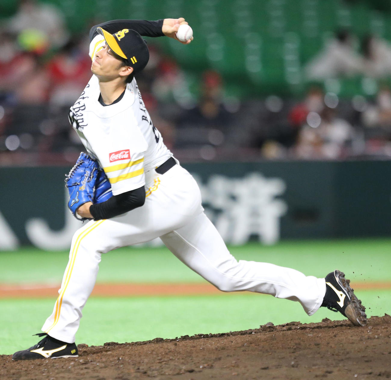 ソフトバンク対日本ハム　5番手で登板した板東湧梧（撮影・屋方直哉）