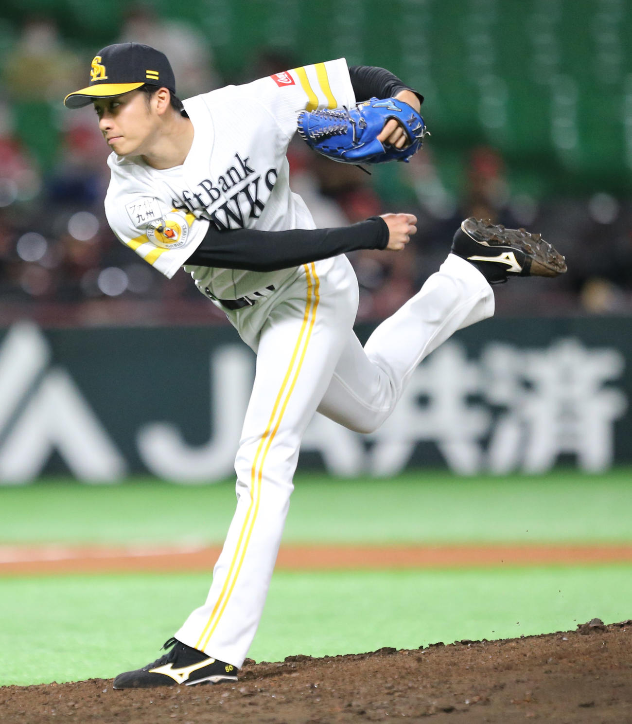ソフトバンク対日本ハム　5番手で登板した板東湧梧（撮影・屋方直哉）