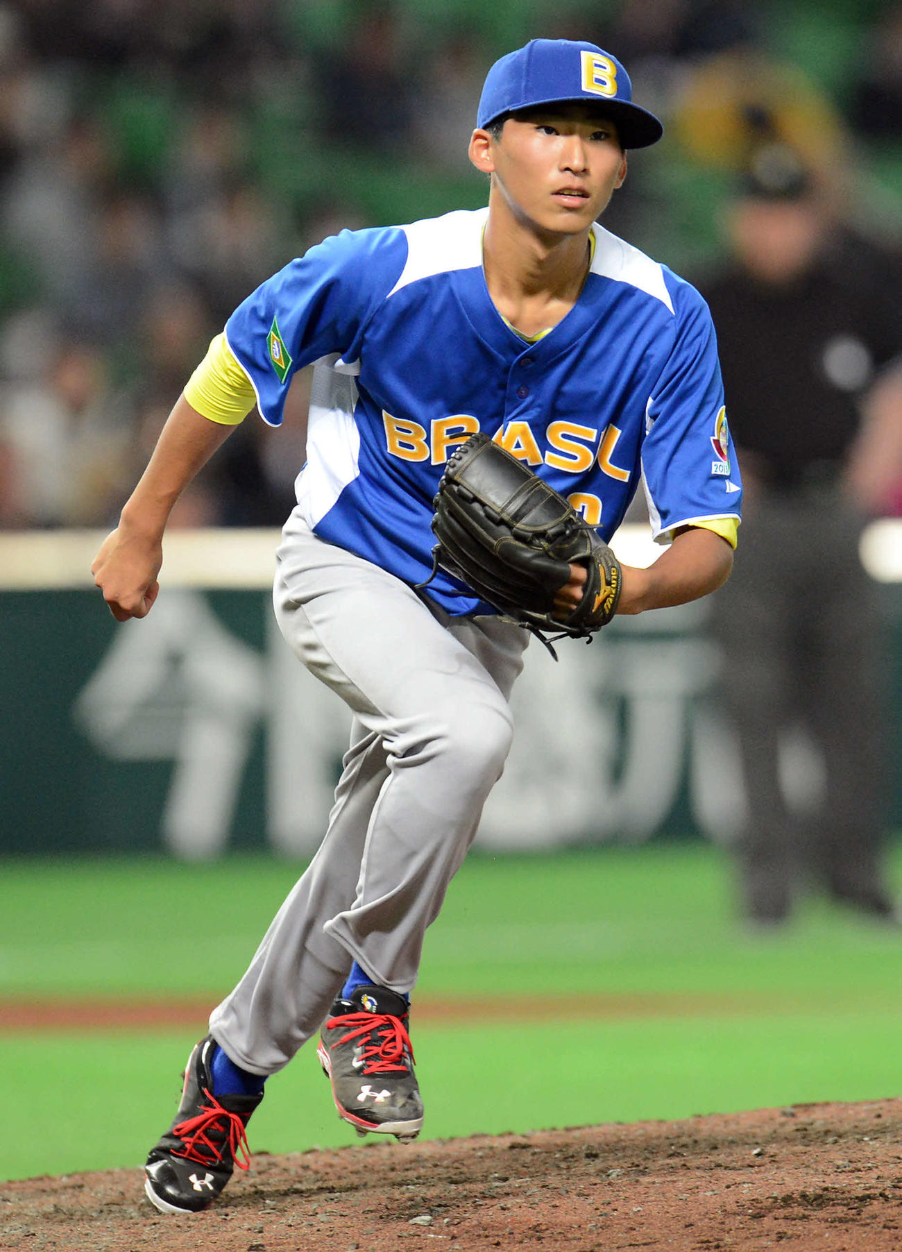 13年2月、WBC強化試合のソフトバンク戦で登板したブラジル代表のダニエル・ミサキ