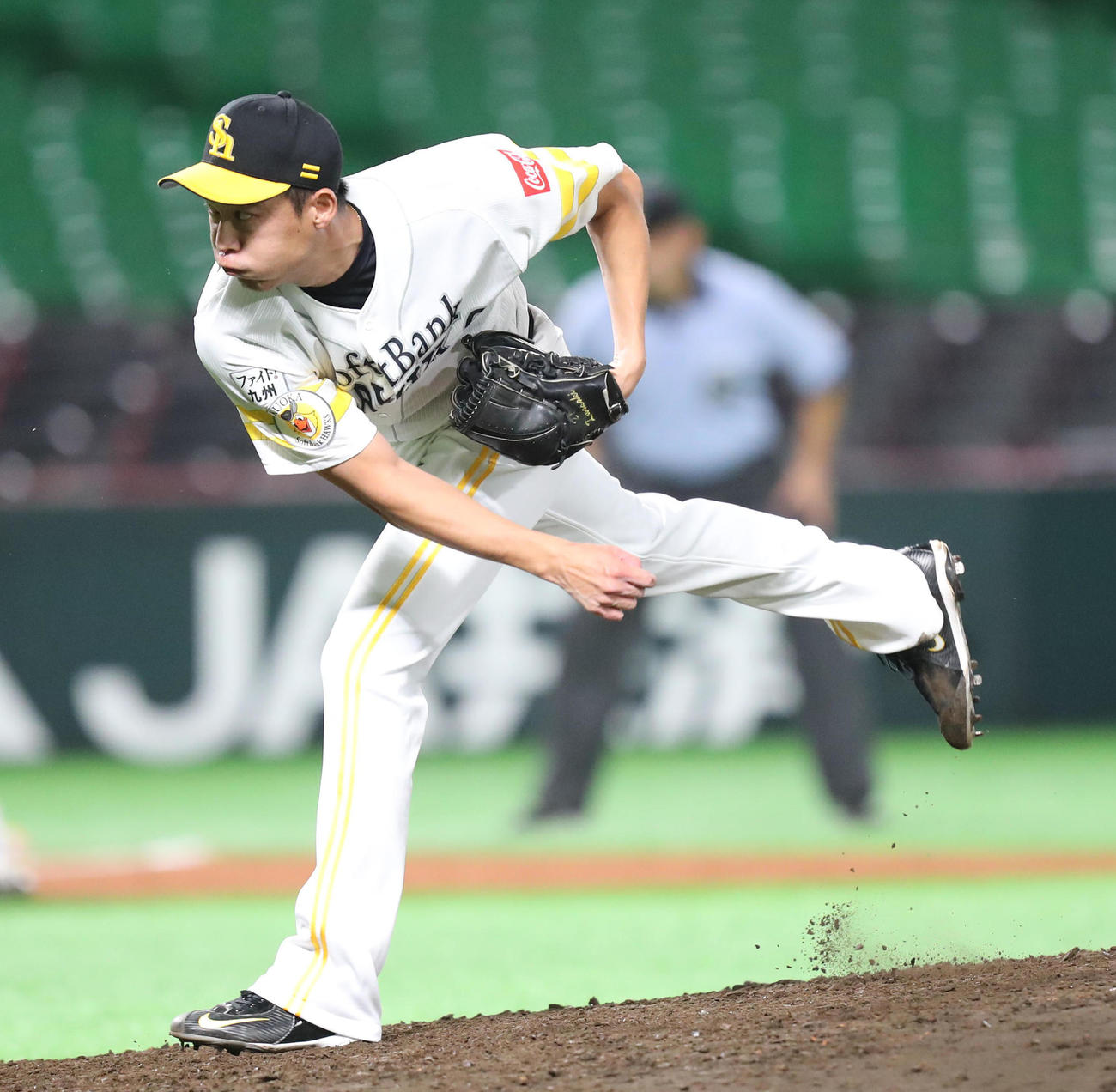 ソフトバンク対ロッテ　9回に登板した岩崎翔（撮影・梅根麻紀）