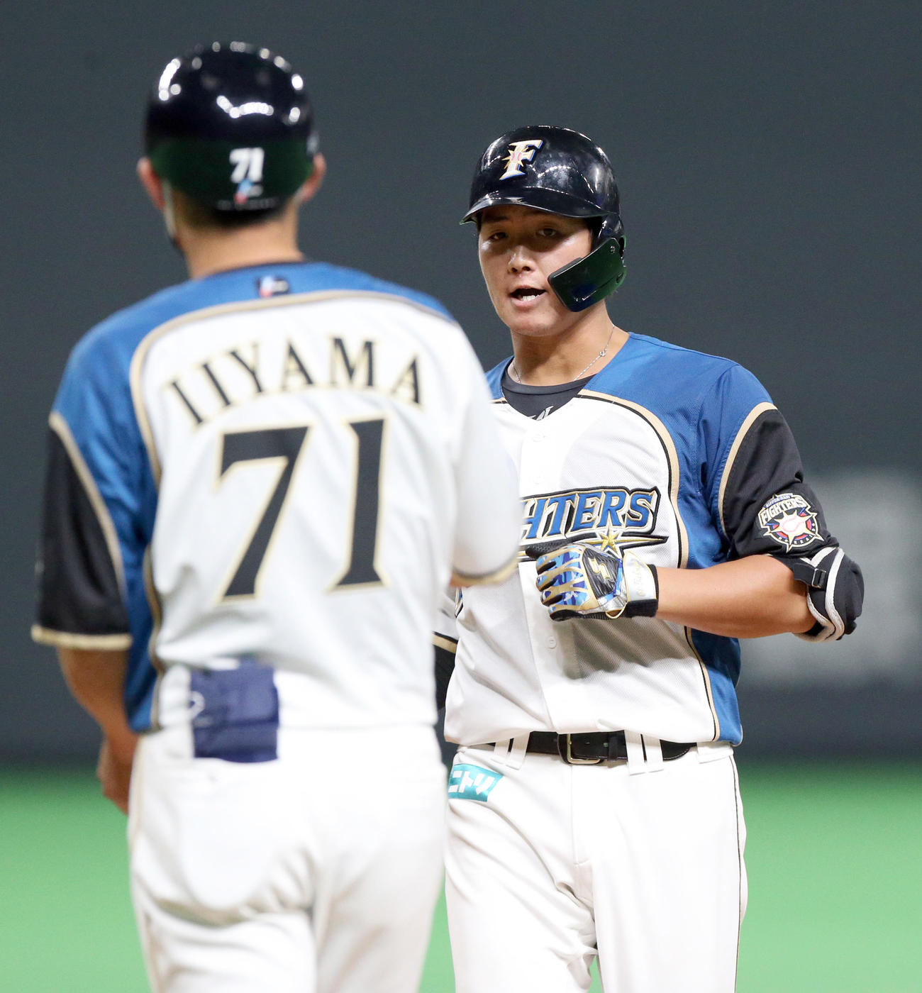 日本ハム対楽天　7回裏日本ハム2死一、三塁、郡は左前適時打を放つ（撮影・佐藤翔太）