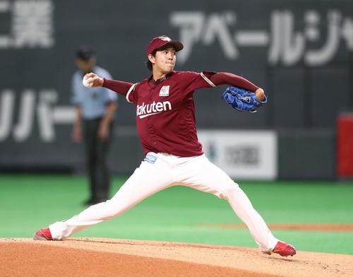 日本ハム対楽天　楽天先発の岸（撮影・黒川智章）