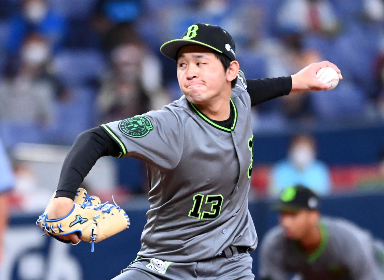 オリックス対西武　オリックス先発の宮城（撮影・前岡正明）