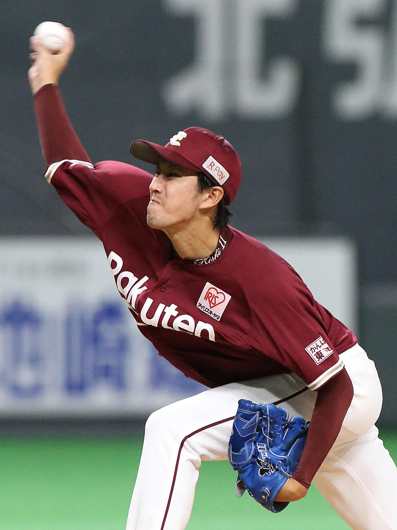 日本ハム対楽天　楽天先発の岸（撮影・佐藤翔太）