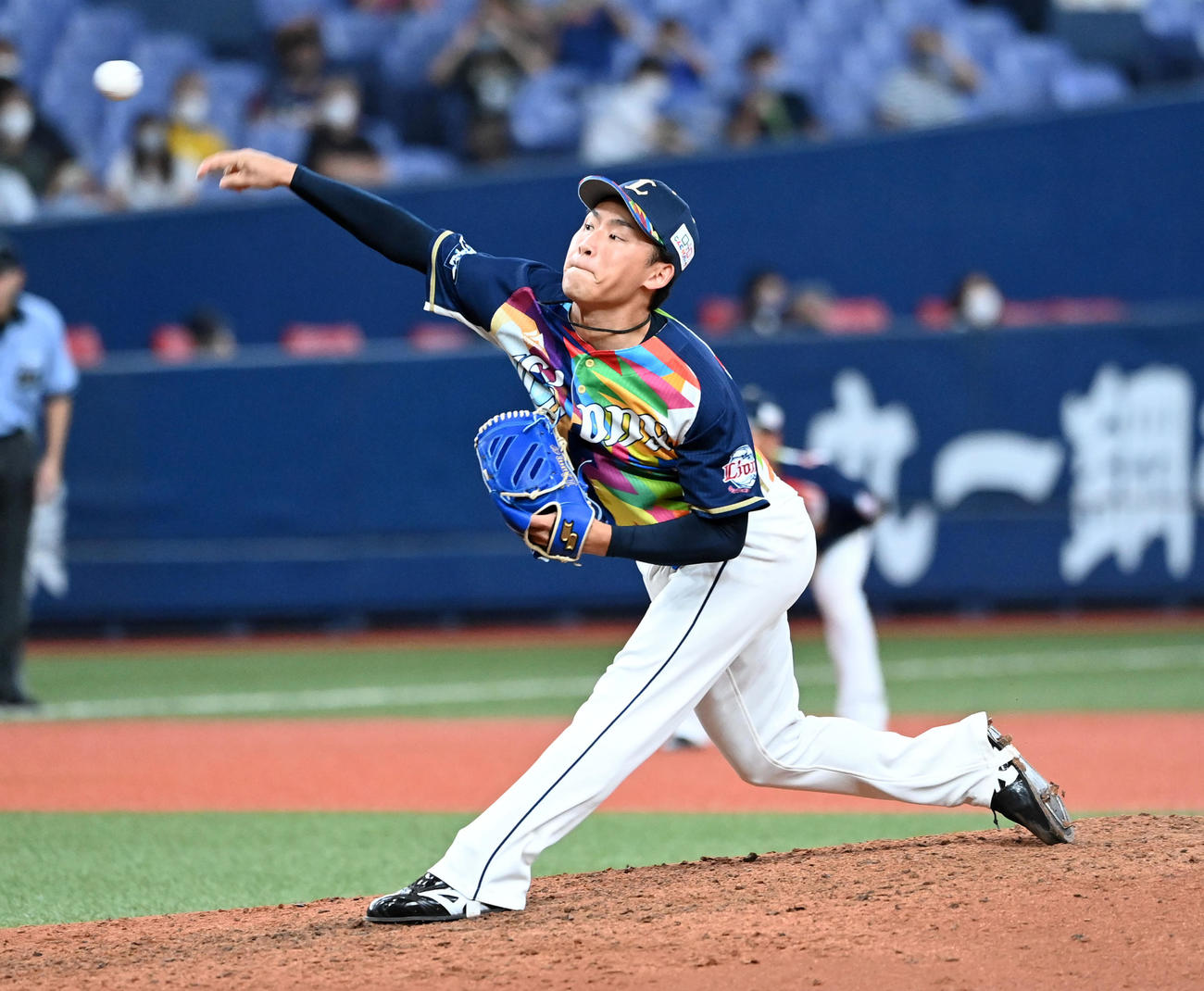オリックス対西武　西武4番手の水上（撮影・前岡正明）