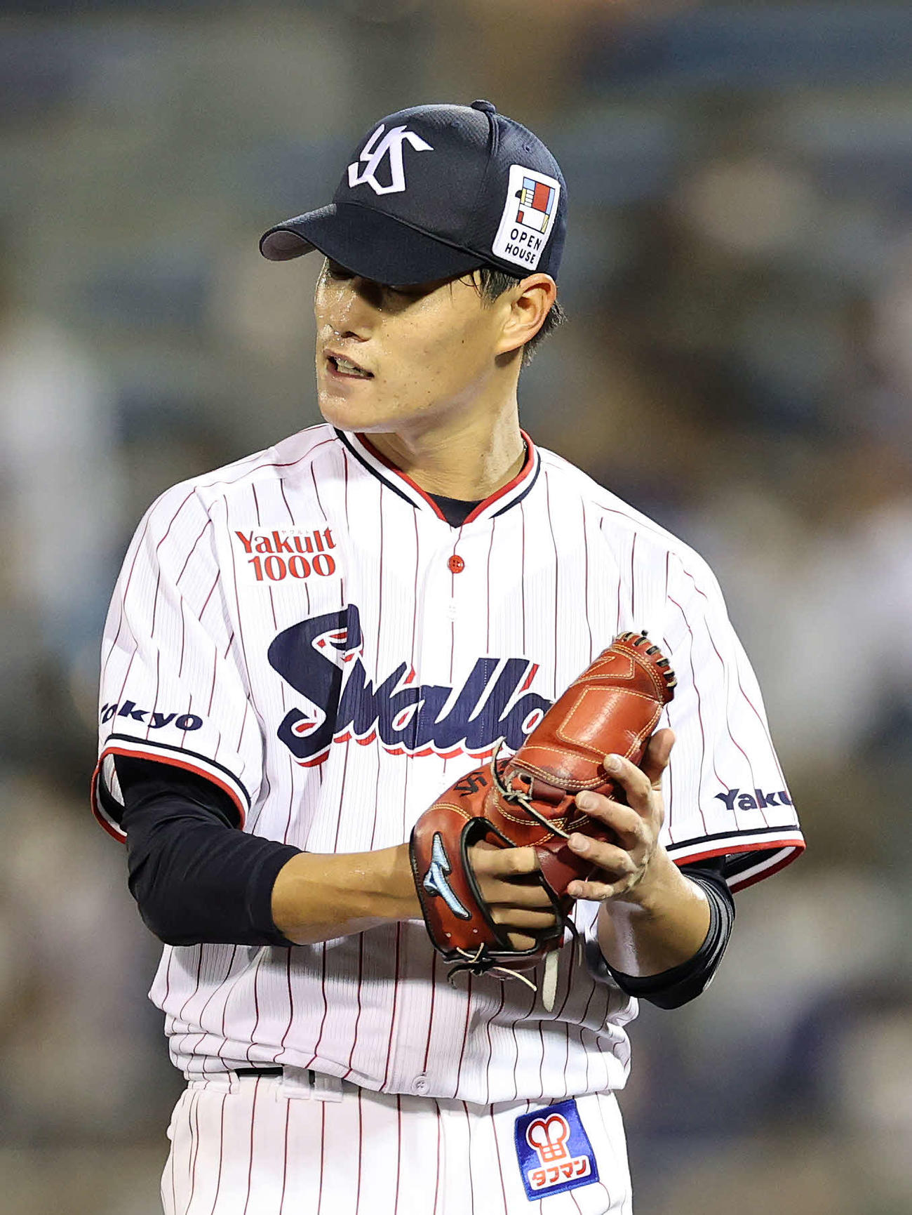 ヤクルト対中日　6回表、中日の攻撃を抑え手をたたくヤクルト高橋（撮影・鈴木正人）