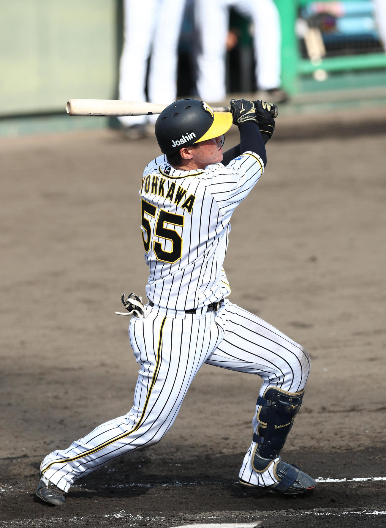 ウエスタン・リーグ阪神対オリックス　7回、犠飛を放つ阪神・陽川尚将（代表撮影）