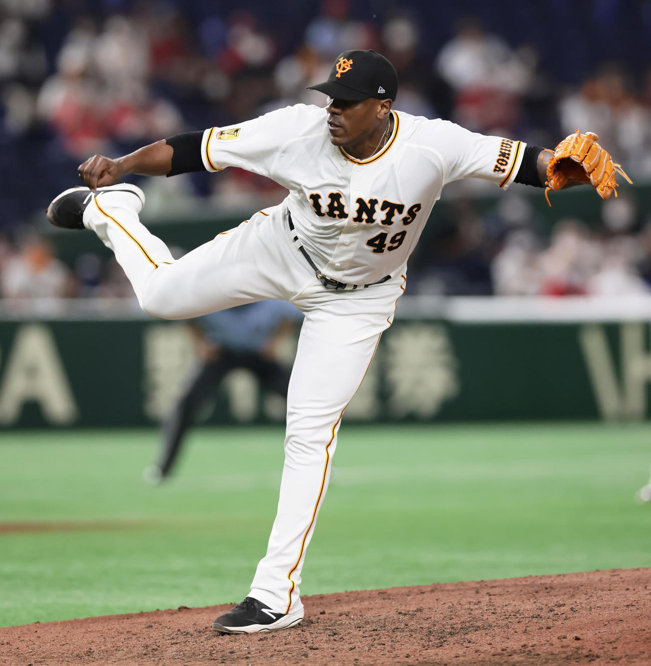 巨人対広島　9回から登板し29試合連続無失点を飾った巨人ビエイラ（撮影・足立雅史）