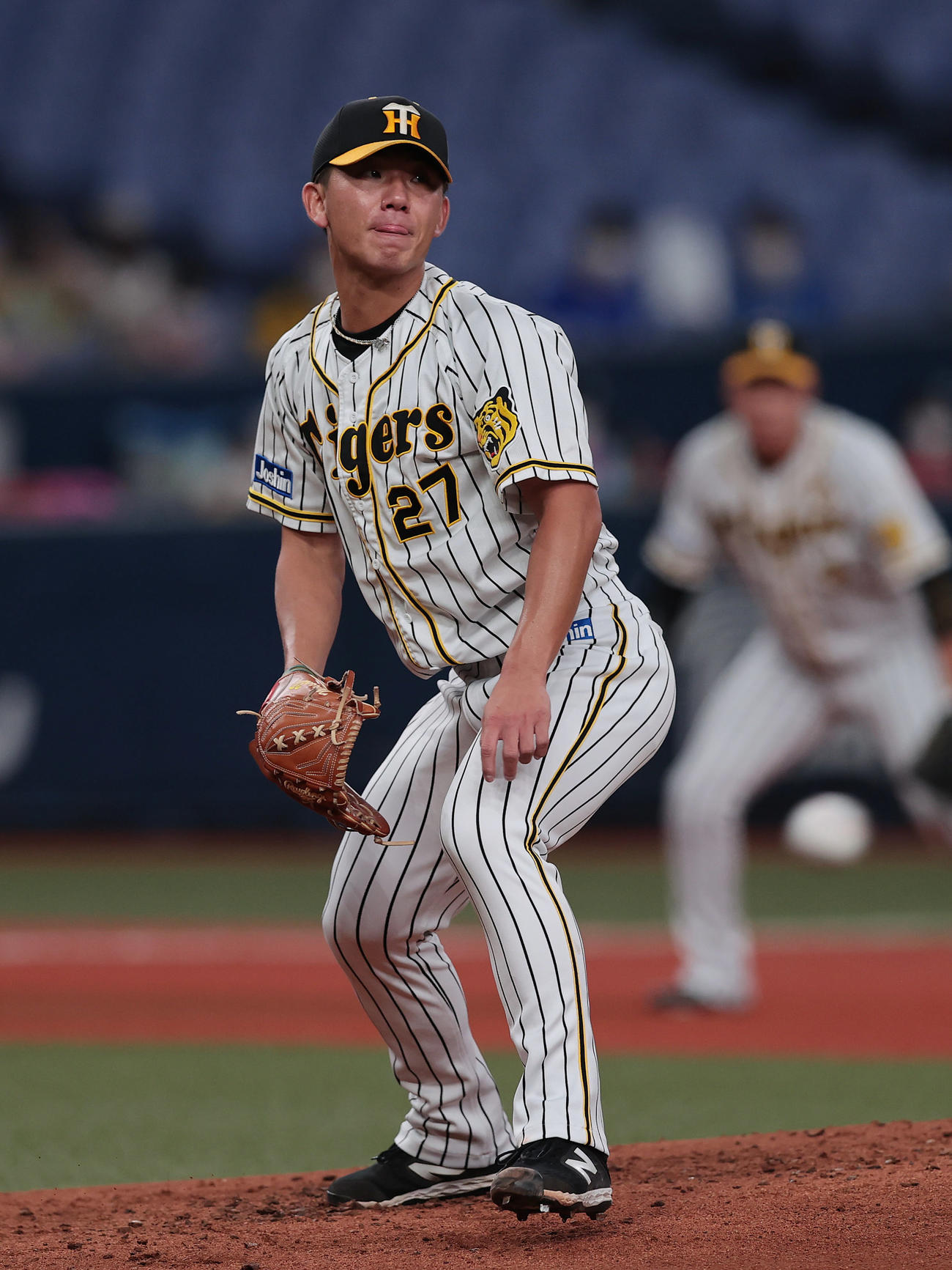 阪神対DeNA 2回表DeNA2死満塁、伊藤将は大貫に右前先制2点適時打を浴びる（撮影・前田充）