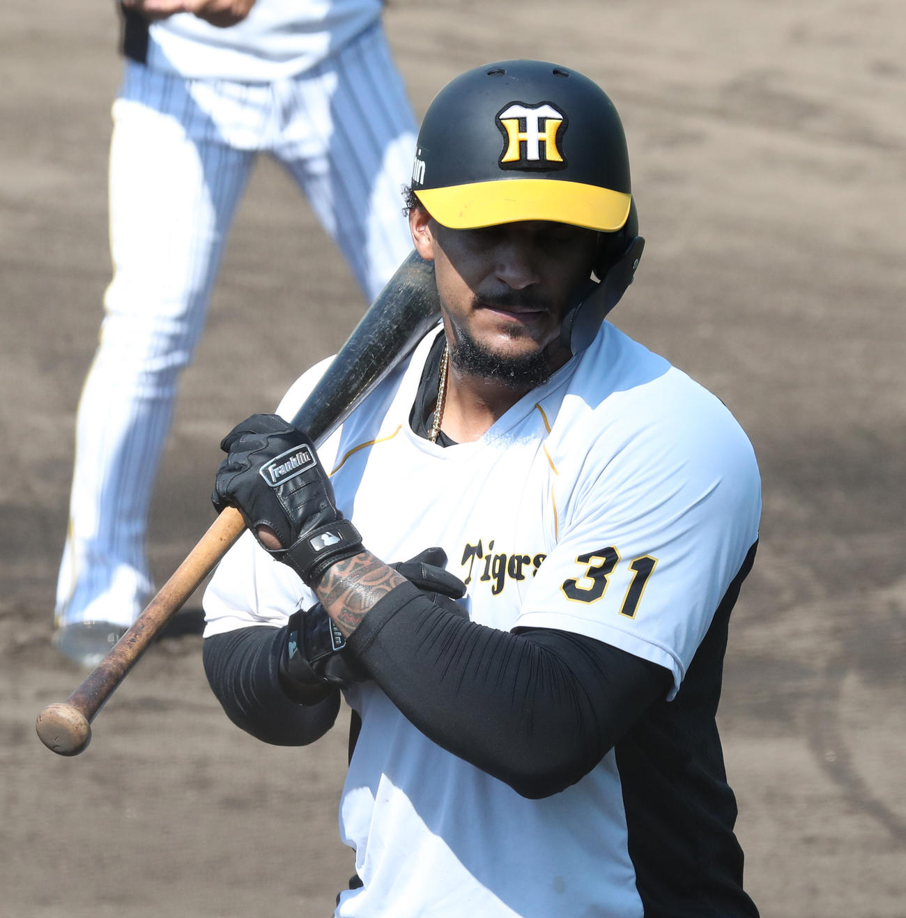 ティー打撃に励むマルテ＝鳴尾浜（代表撮影）