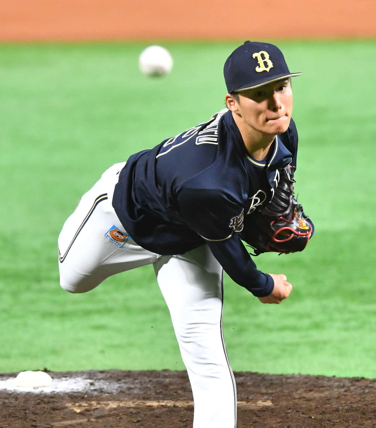 ソフトバンク対オリックス　8回を1失点に抑え12勝目を挙げた山本（撮影・岩下翔太）