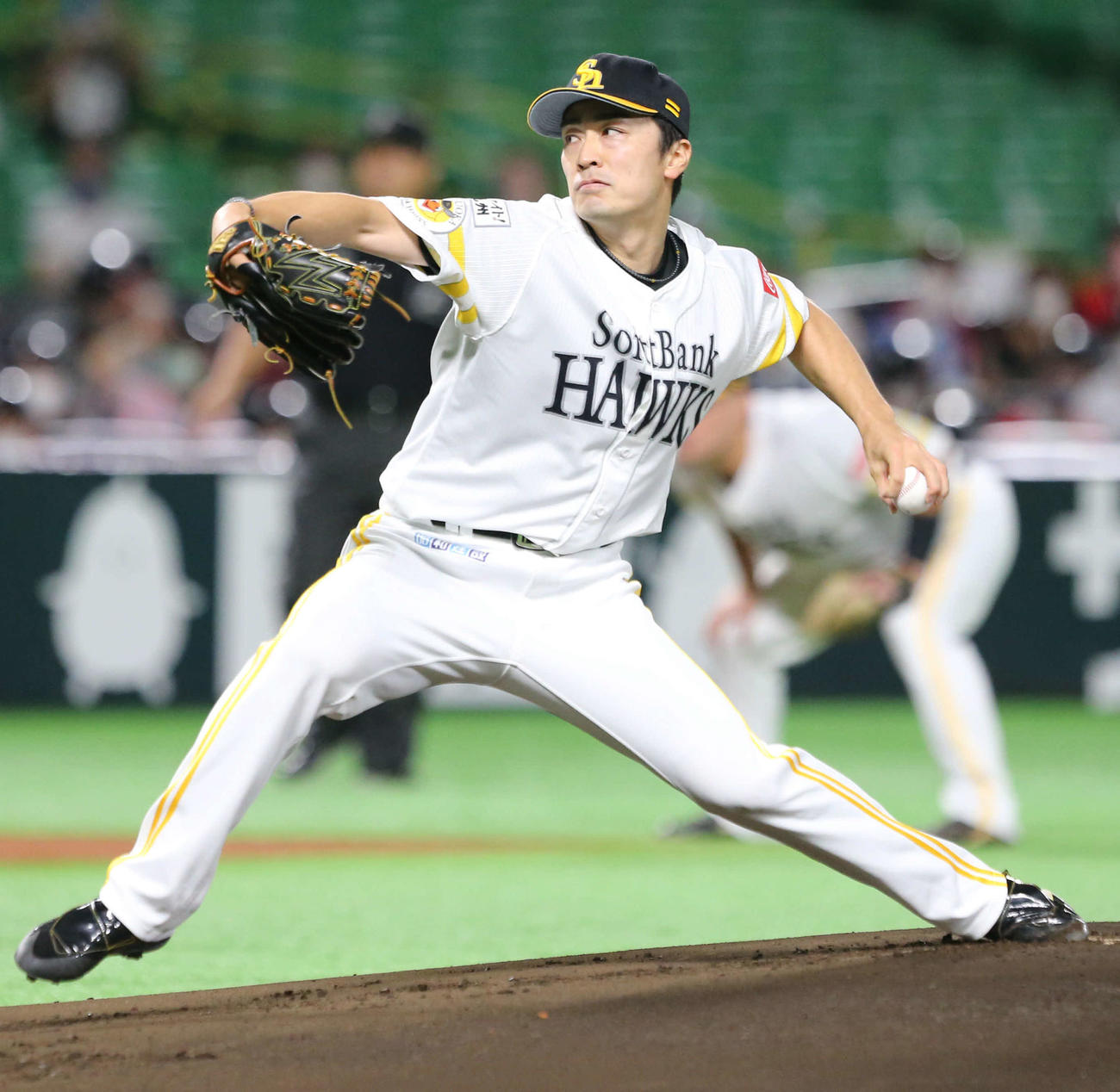 ソフトバンク対オリックス　5勝目をあげたソフトバンク先発和田（撮影・屋方直哉）
