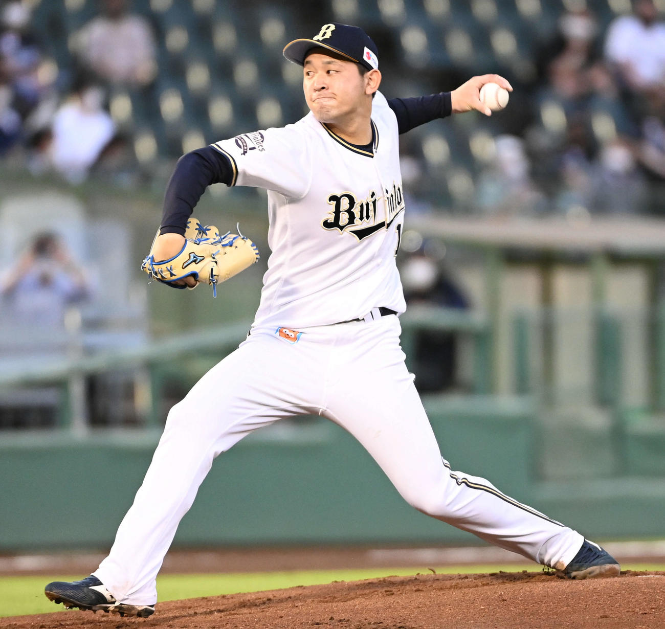 オリックス対ロッテ　オリックス先発の宮城（撮影・前岡正明）