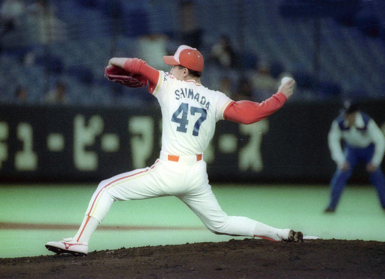 日本ハム88年～91年の「47」日本ハム島田直也（90年4月28日撮影）