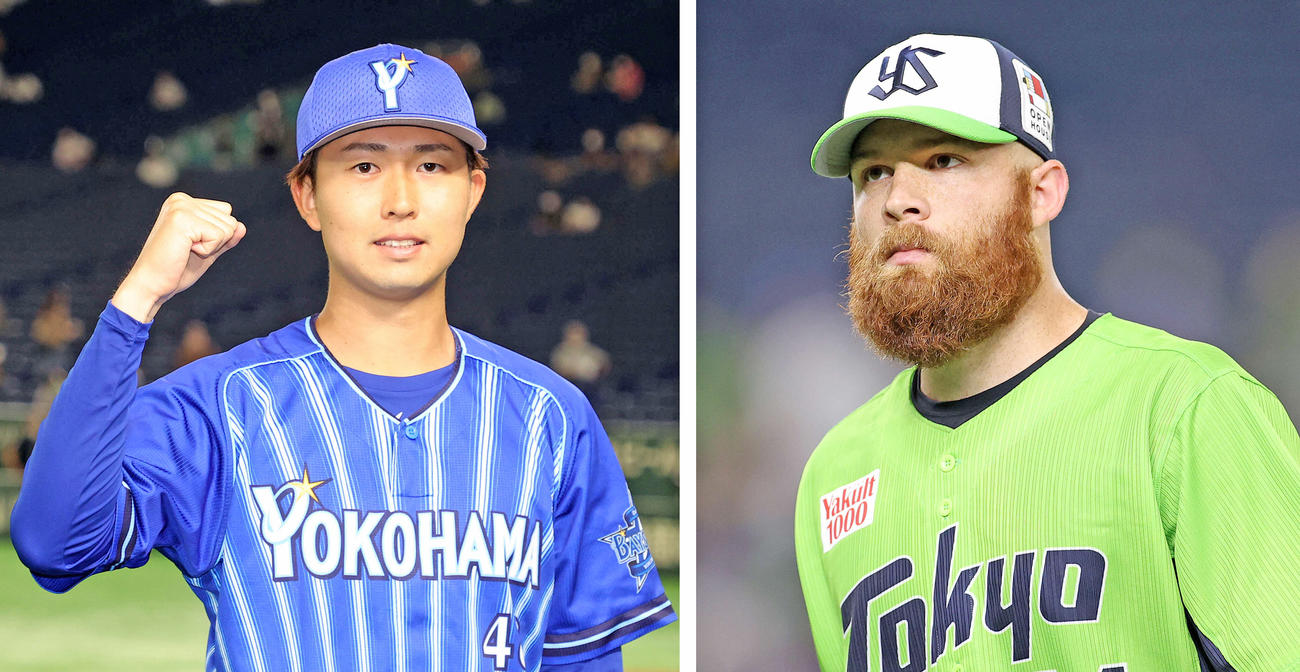 DeNA京山将弥（左）とヤクルト・サイスニード