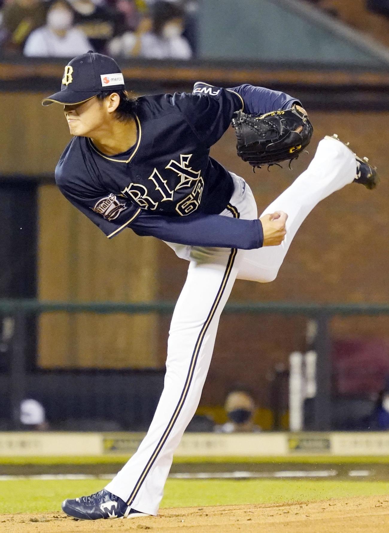 楽天戦に先発したオリックス山崎颯（共同）