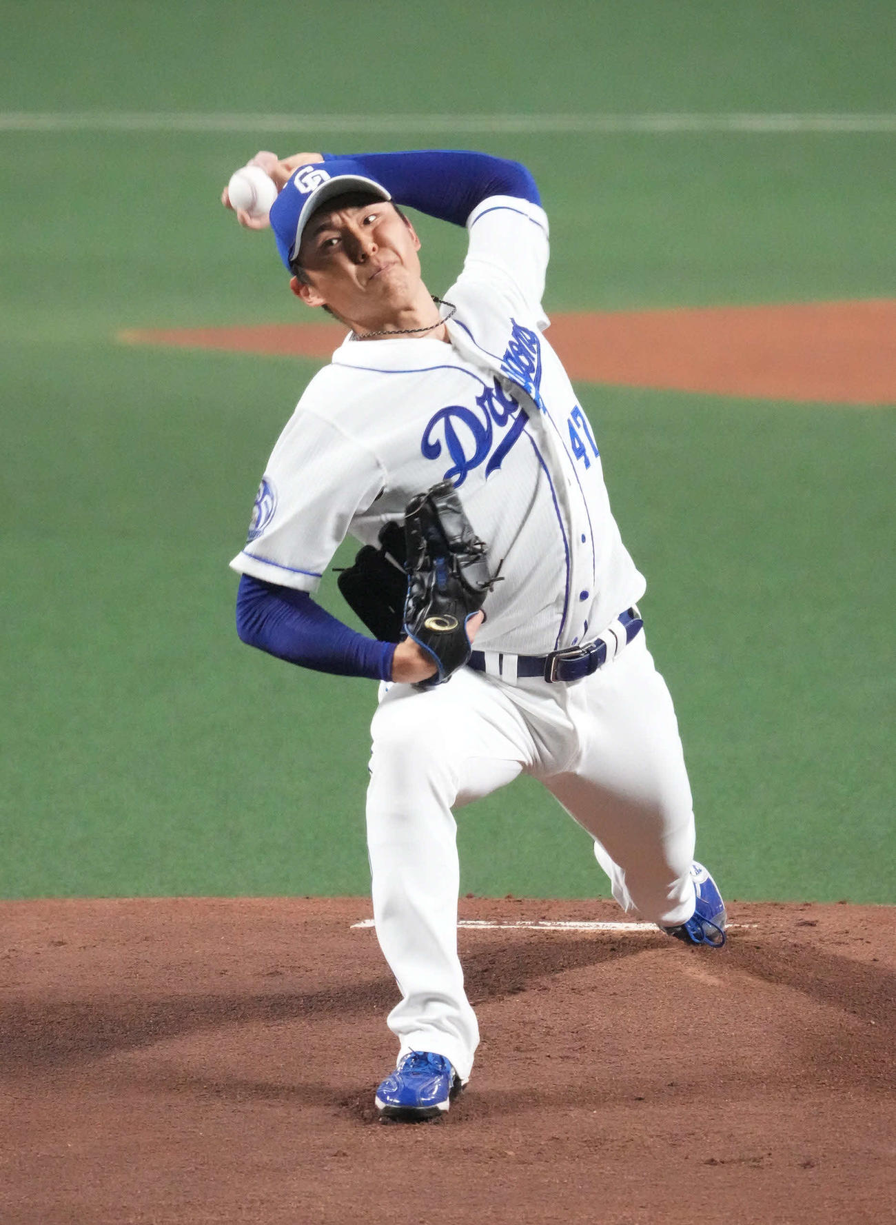 中日対広島　中日先発の笠原（撮影・森本幸一）