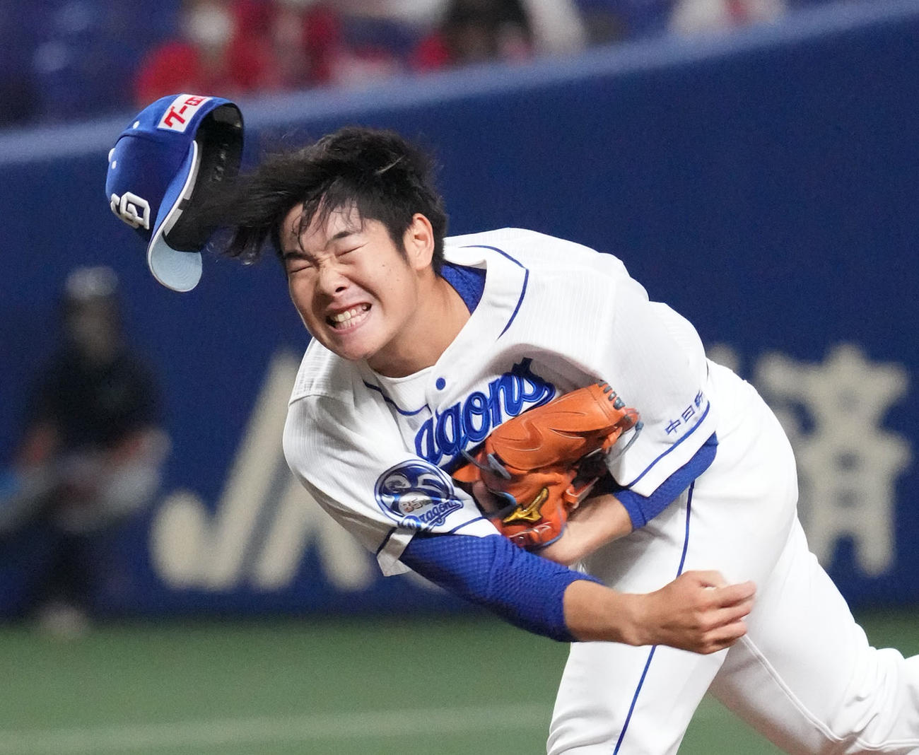 中日対広島　9回表、中日5番手で登板する森（撮影・森本幸一）