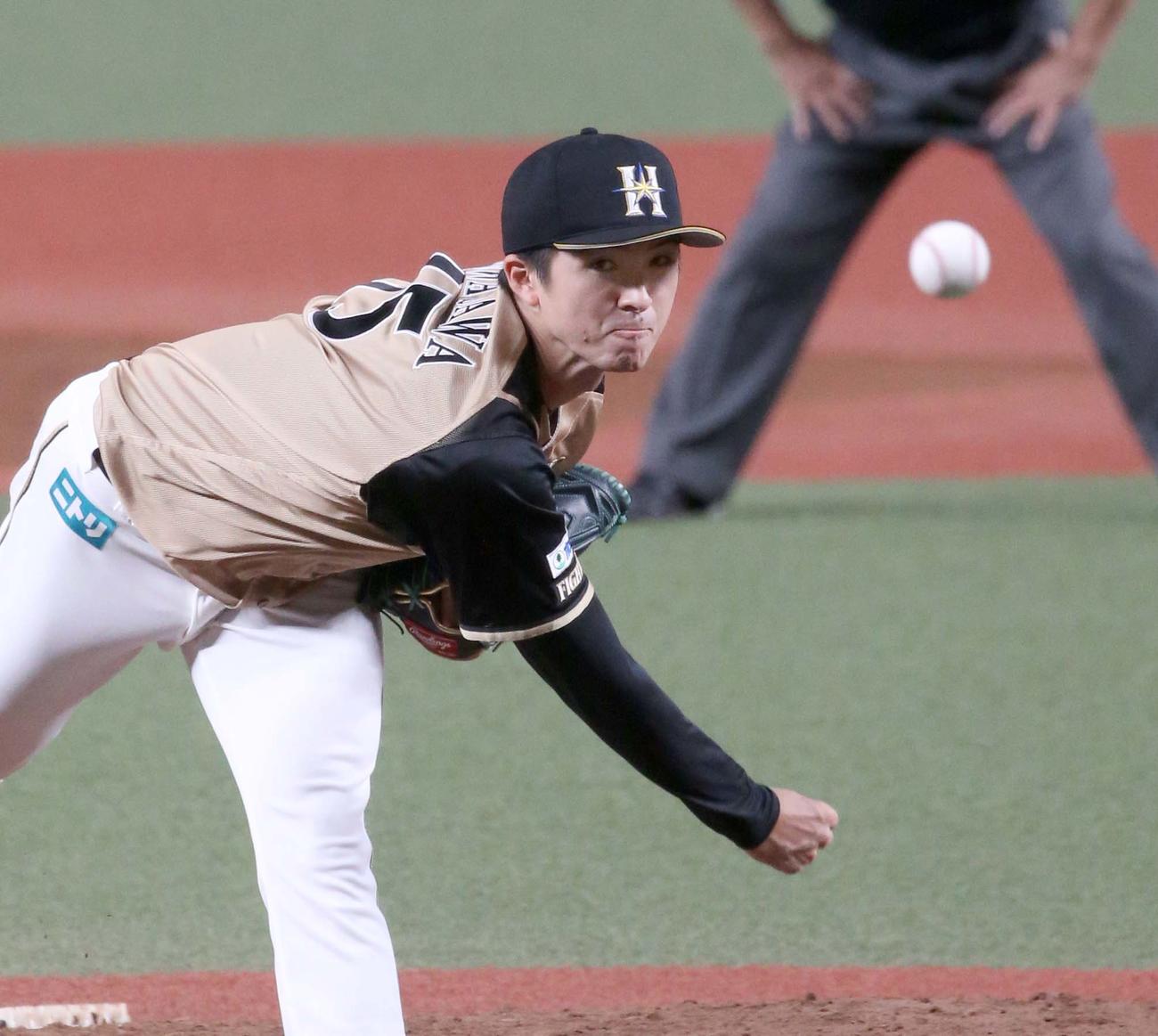 西武対日本ハム　力投する上沢（撮影・黒川智章）