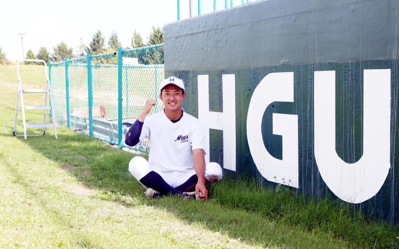 プロ野球志望届を提出した北海学園大・鈴木（撮影・永野高輔）