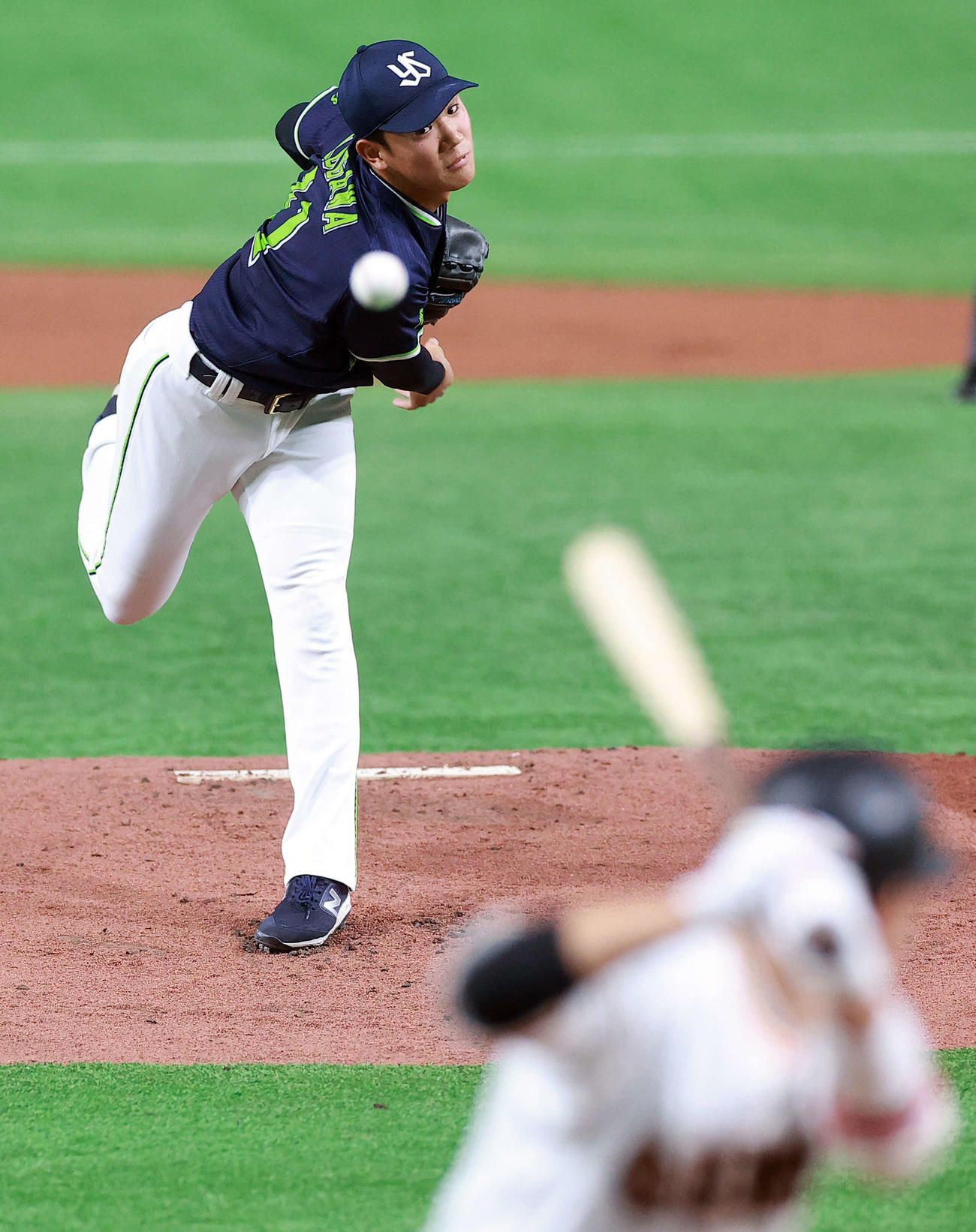 巨人対ヤクルト　ヤクルト先発の奥川（撮影・浅見桂子）