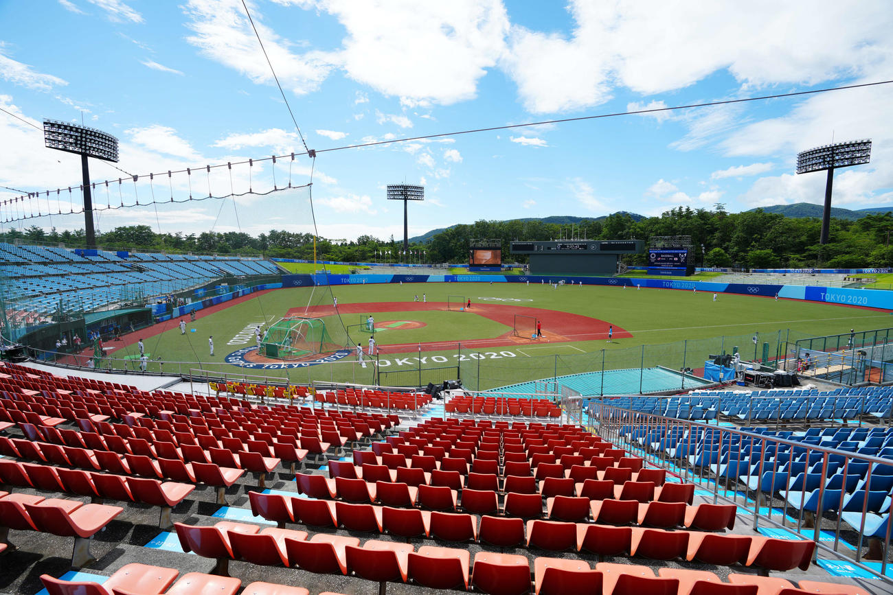 7月28日、東京五輪　野球の日本－ドミニカ共和国戦が行われた福島県営あづま球場