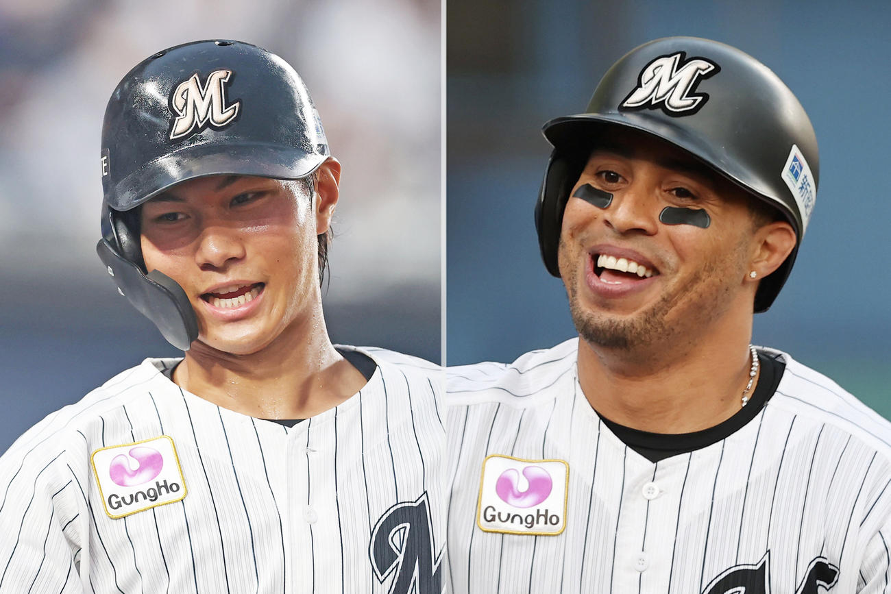 ロッテ藤原（左）とマーティン