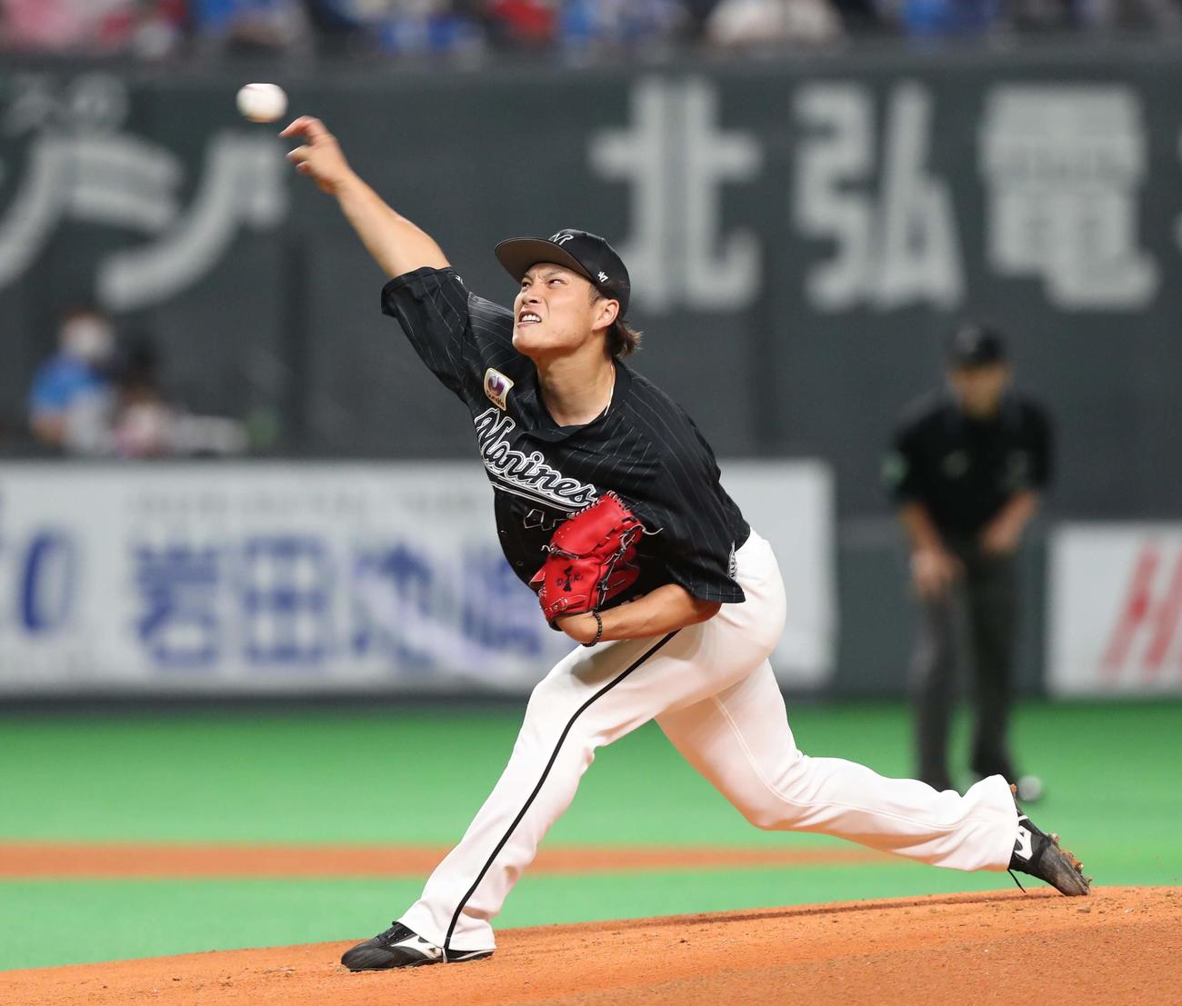 日本ハム対ロッテ　ロッテ先発の岩下（撮影・黒川智章）