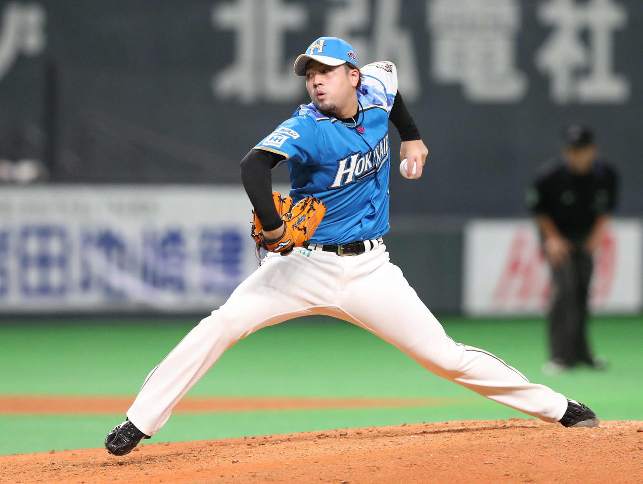 日本ハム対ロッテ　7回に登板した堀（撮影・黒川智章）